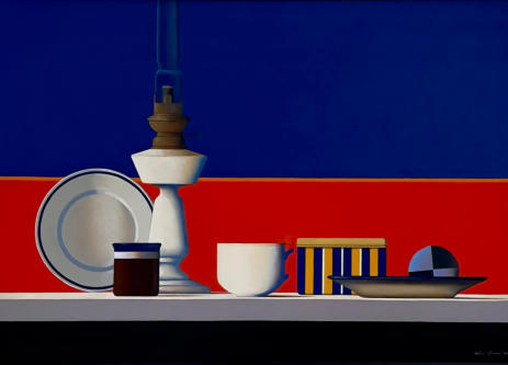 Wim Blom-Lamp and plate  2014 Oil on canvas  45.7 x 66 cm (18″ x 26″)