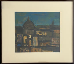 Wim Blom -    View of Florence 1957 oil on panel  32.2x36.5 cm frame: 49x57 cm-$1850
