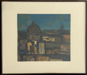Wim Blom -    View of Florence 1957 oil on panel  32.2x36.5 cm frame: 49x57 cm-$1850