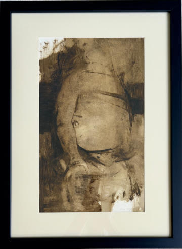 Wim Blom-Male figure seated 1971 10"x17" frame:17"x24"-$2650